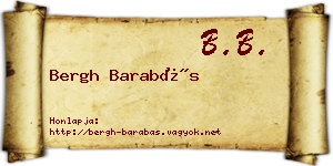 Bergh Barabás névjegykártya